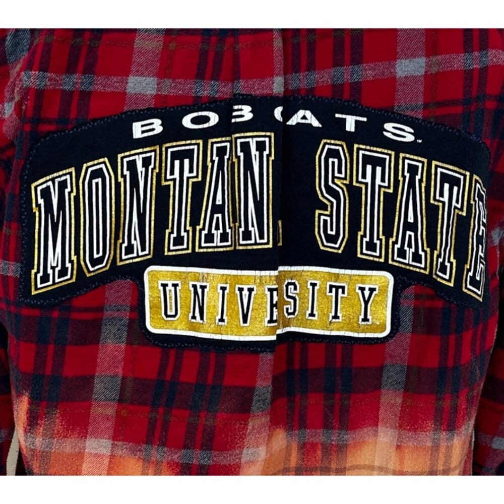 Montana State Bobcats Plaid Flannel Shirt MEDIUM Oversized Tailgate Football MSU - Picture 6 of 6